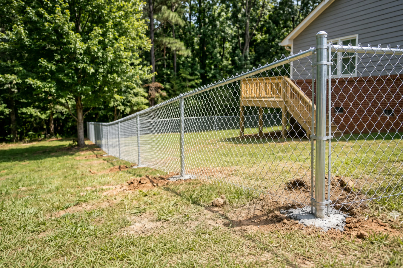 Chain link fence installation